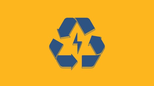 Μπλε Μπαταρία Εικονίδιο Ανακύκλωσης Γραμμή Σύμβολο Απομονώνονται Πορτοκαλί Φόντο Μπαταρία — Αρχείο Βίντεο