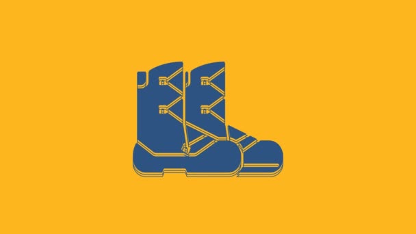 Ikona Blue Boots Izolovaná Oranžovém Pozadí Grafická Animace Pohybu Videa — Stock video