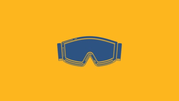 Blue Ski Goggles Icon Isolated Orange Background Extreme Sport Sport — Stock Video