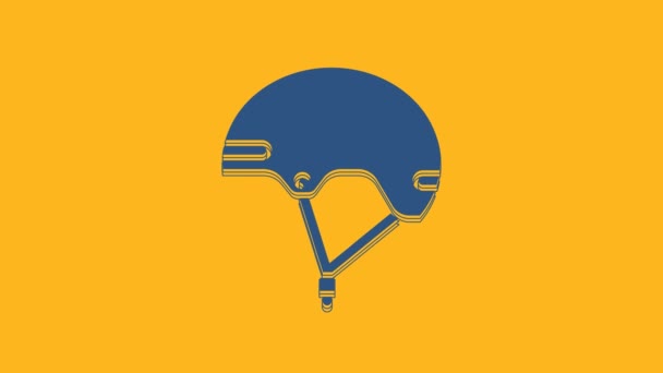 Blue Helmet Icon Isolated Orange Background Extreme Sport Sport Equipment — Stock Video