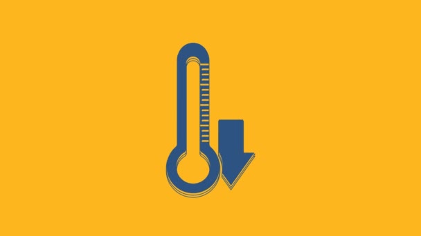 Icône Thermomètre Bleu Isolé Sur Fond Orange Animation Graphique Mouvement — Video