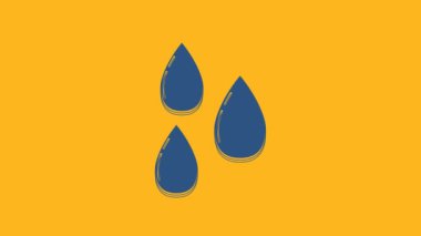 Blue Water drop icon isolated on orange background. 4K Video motion graphic animation.
