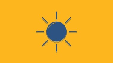 Blue Sun icon isolated on orange background. 4K Video motion graphic animation.