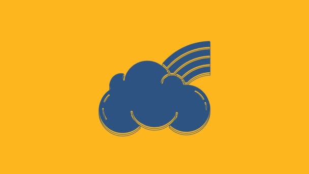 Arco Iris Azul Con Nubes Icono Aislado Sobre Fondo Naranja — Vídeos de Stock