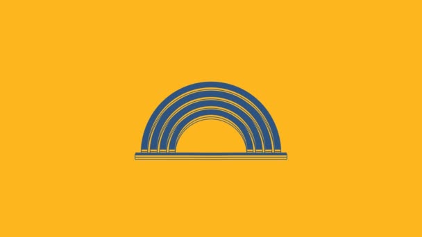 Arco Íris Azul Com Nuvens Ícone Isolado Fundo Laranja Animação — Vídeo de Stock