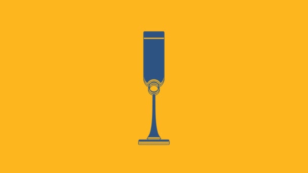 Blue Jewish Goblet Icon Isolated Orange Background Jewish Wine Cup — 图库视频影像