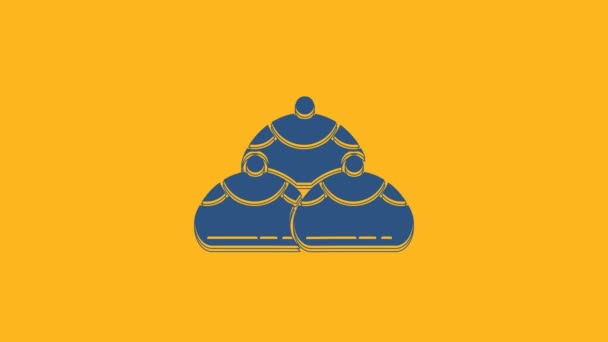 オレンジの背景に青いユダヤ人の甘いパン屋のアイコン ハヌカ サファニヨット ユダヤ人のイースターケーキ 4Kビデオモーショングラフィックアニメーション — ストック動画