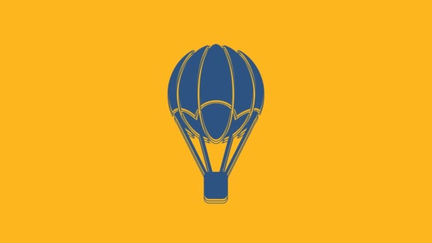Blue Hot Air Balloon Icon Isolated Orange Background Air Transport — Vídeo de stock