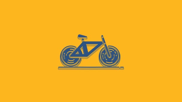 Blå Cykel Ikon Isolerad Orange Bakgrund Cykeltävling Extrem Sport Sportutrustning — Stockvideo