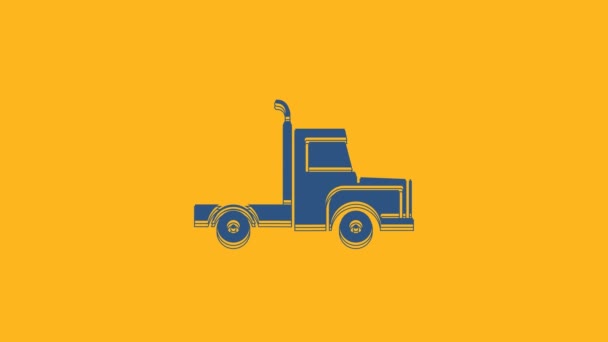 Blue Delivery Cargo Truck Vehicle Icon Isolated Orange Background Video — Stockvideo