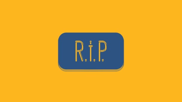 Modrá Řeč Bublina Rip Smrt Ikona Izolované Oranžovém Pozadí Grafická — Stock video