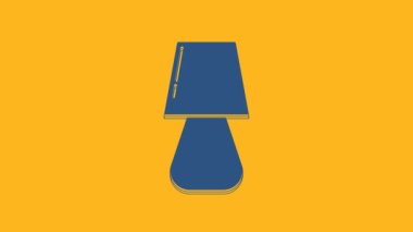 Blue Table lamp icon isolated on orange background. 4K Video motion graphic animation.