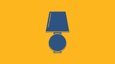 Blue Table lamp icon isolated on orange background. 4K Video motion graphic animation.