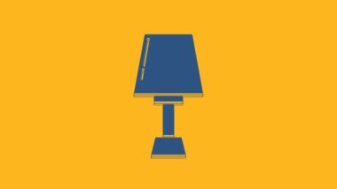 Blue Table lamp icon isolated on orange background. 4K Video motion graphic animation.