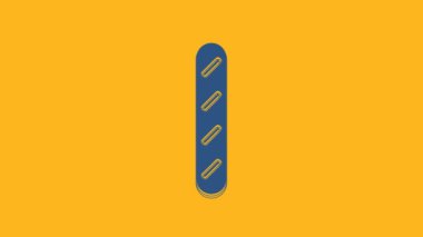 Blue French baguette bread icon isolated on orange background. 4K Video motion graphic animation.