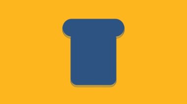 Blue Bread toast for sandwich piece of roasted crouton icon isolated on orange background. Lunch, dinner, breakfast snack. 4K Video motion graphic animation.
