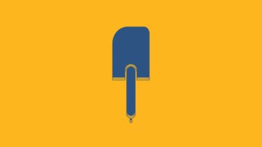 Blue Spatula icon isolated on orange background. Kitchen spatula icon. BBQ spatula sign. Barbecue and grill tool. 4K Video motion graphic animation.