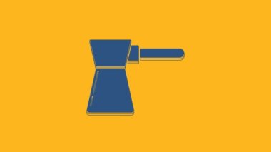 Mavi Kahve Türk ikonu turuncu arka planda izole edilmiş. 4K Video hareketli grafik canlandırması.