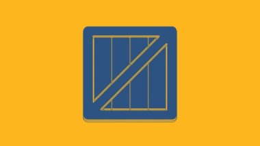 Mavi Askeri cephane kutusu ve turuncu arka planda izole edilmiş mermi ikonu. 4K Video hareketli grafik canlandırması.