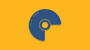 Blue Military helmet icon isolated on orange background. Army hat symbol of defense and protect. Protective hat. 4K Video motion graphic animation.