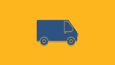 Blue Delivery cargo truck vehicle icon isolated on orange background. 4K Video motion graphic animation.