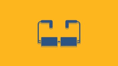 Blue Glasses icon isolated on orange background. Eyeglass frame symbol. 4K Video motion graphic animation.