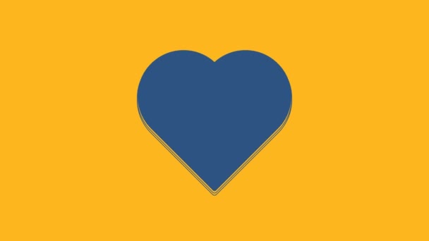 Blue Playing Card Heart Symbol Icon Isolated Orange Background Casino — Stock Video