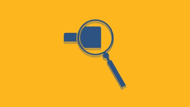Blue Magnifying Glass Icon Isolated Orange Background Search Focus Zoom — 图库视频影像