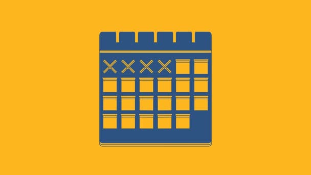 Blue Calendar Icon Isolated Orange Background Video Motion Graphic Animation — Stock Video