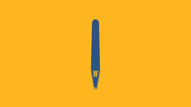 Icono Blue Pen Aislado Sobre Fondo Naranja Animación Gráfica Vídeo — Vídeos de Stock