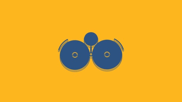 Icono Campana Alarma Tono Azul Aislado Sobre Fondo Naranja Símbolo — Vídeo de stock