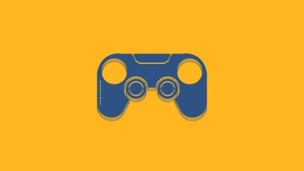 Blue Gamepad Значок Изолирован Оранжевом Фоне Игровой Контроллер Видеографическая Анимация — стоковое видео