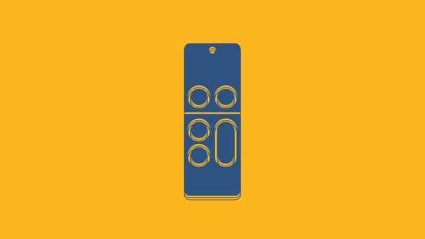 Blue Remote Control Icon Isolated Orange Background Video Motion Graphic — ストック動画