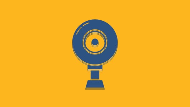 Icona Della Fotocamera Web Blu Isolata Sfondo Arancione Videocamera Chat — Video Stock