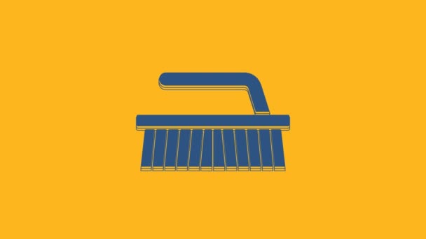 Blue Brush Cleaning Icon Isolated Orange Background Video Motion Graphic — ストック動画
