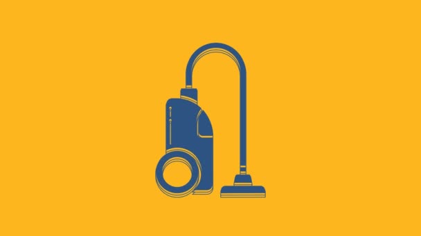 Blue Vacuum Cleaner Icon Isolated Orange Background Video Motion Graphic — стоковое видео