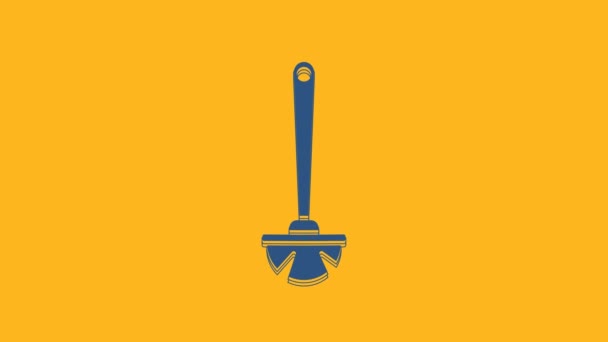 Blue Toilet Brush Icon Isolated Orange Background Video Motion Graphic — Vídeo de stock