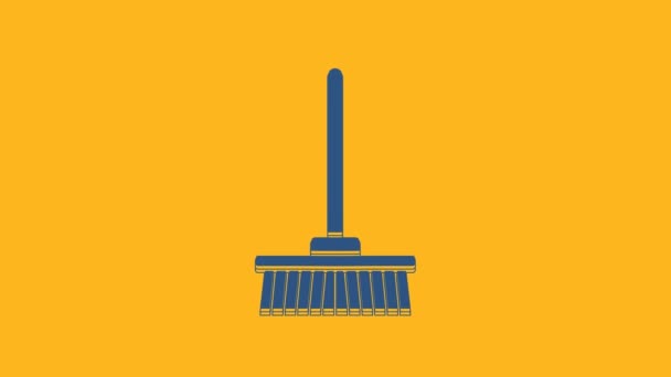 Icono Fregona Azul Aislado Sobre Fondo Naranja Servicio Limpieza Concepto — Vídeo de stock