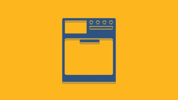 Blue Washer Icon Isolated Orange Background Washing Machine Icon Clothes — Vídeo de Stock