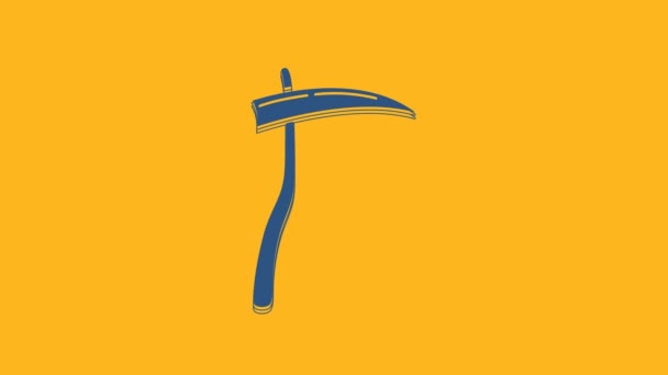 Blue Scythe Icon Isolated Orange Background Happy Halloween Party Video — Stock Video