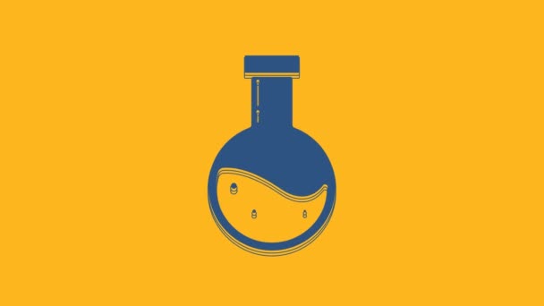 Botella Azul Con Icono Poción Aislado Sobre Fondo Naranja Frasco — Vídeo de stock