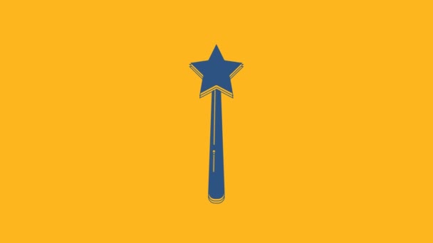 Blue Magic Wand Icon Isolated Orange Background Star Shape Magic — Vídeo de stock