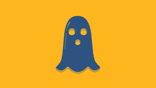 Icono Fantasma Azul Aislado Sobre Fondo Naranja Feliz Fiesta Halloween — Vídeos de Stock