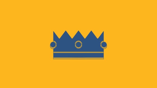 Blaue Krone Symbol Isoliert Auf Orangefarbenem Hintergrund Video Motion Grafik — Stockvideo