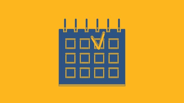 Modrá Detailní Kalendář Ikona Izolované Oranžovém Pozadí Kalendář Událostí Grafická — Stock video