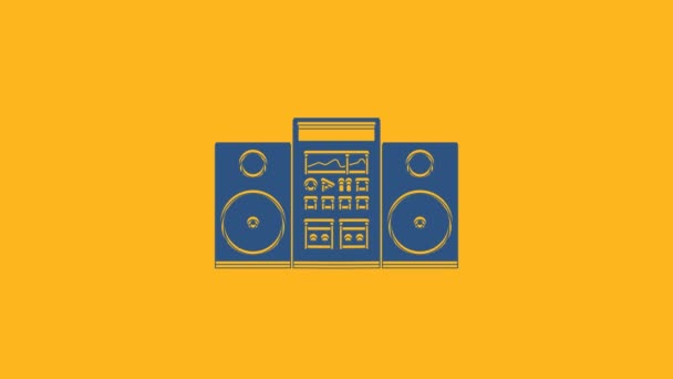 Blue Home Stereo Two Speakers Icon Isolated Orange Background Music — Stock videók