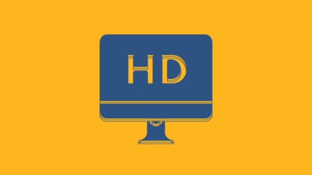 Μπλε Οθόνη Υπολογιστή Υπολογιστή Οθόνη Εικόνα Τεχνολογία Βίντεο Απομονώνονται Πορτοκαλί — Αρχείο Βίντεο