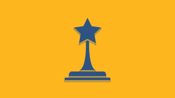Ікона Синього Кіно Ізольована Помаранчевому Тлі Ікона Премії Оскар Фільми — стокове відео
