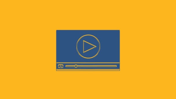 Blue Online Játék Video Ikon Elszigetelt Narancssárga Alapon Filmszalag Játéktáblával — Stock videók