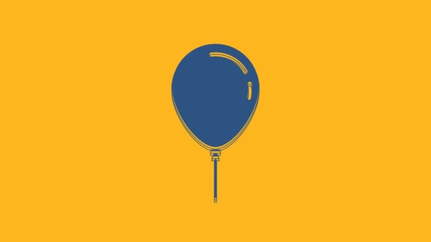 Modrý Balón Ikonou Stuhy Izolované Oranžovém Pozadí Grafická Animace Pohybu — Stock video